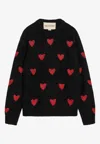 Valentino Jacquard Heart Mohair Blend Sweater In Multi
