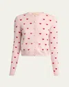 Valentino Jacquard Hearts Wool-cashmere Cardigan In Pink