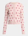 Valentino Jacquard Hearts Wool-cashmere Cardigan In Pink