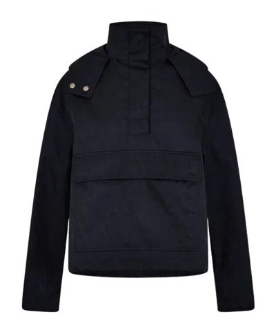 Valentino Jacquard Hooded Jacket In Black