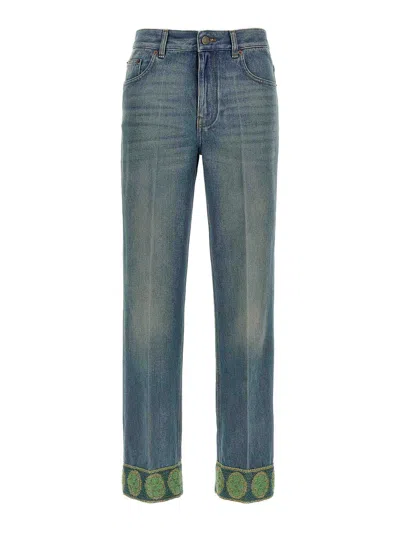 Valentino Jacquard Jeans In Blue