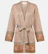 Valentino Womens Open-front Metallic Woven Cardigan Ginger Orange Gold Xl In Multicoloured