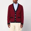 Valentino Garavani Patterned-intarsia Wool Cardigan In Red