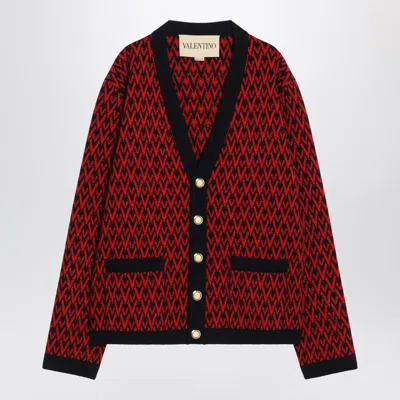 Valentino Cardigan With Toute La V Pattern In Multi