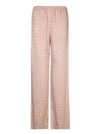 Valentino Jacquard Powder Trousers In Pink