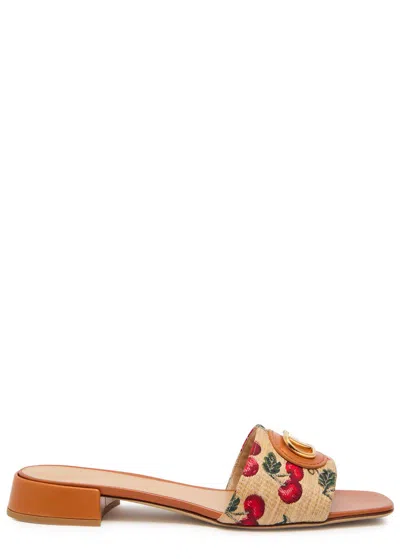 VALENTINO GARAVANI VALENTINO JACQUARD RAFFIA SLIDERS