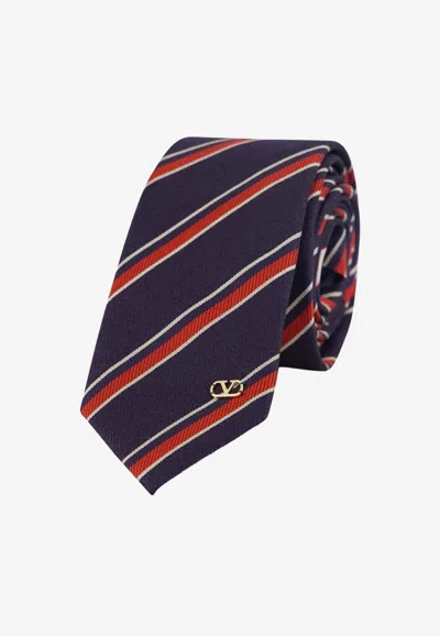 Valentino Garavani Jacquard Regimental Silk Tie In Multi