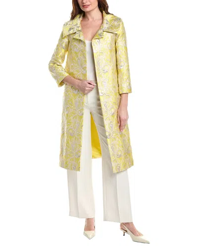Valentino Jacquard Silk-blend & Lined Coat In Yellow