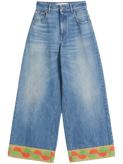 VALENTINO JACQUARD-TRIM JEANS