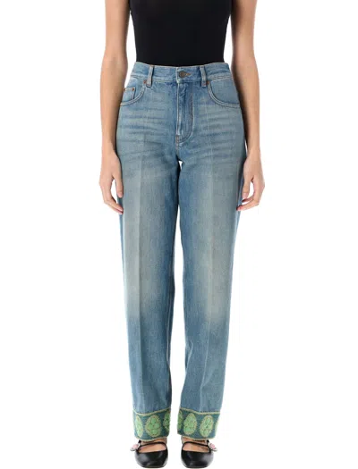 VALENTINO JEANS WITH JACQUARD DETAILS