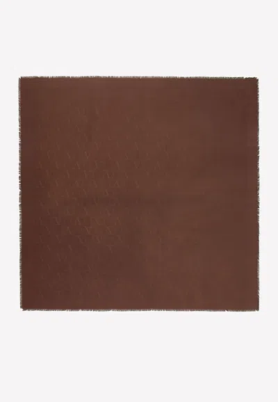 Valentino Jacquard Vlogo Shawl In Silk In Brown