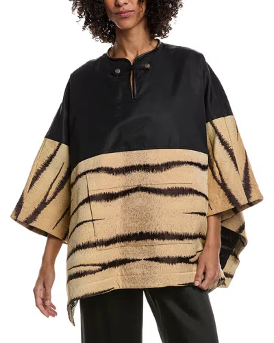 Valentino Jacquard Wool-blend Down Poncho In Black