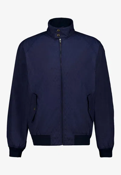 Valentino Jacquard Zip-up Bomber Jacket In Blue