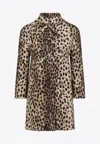 Valentino Wool Coat With Animalier Print And Bow In Multicolor