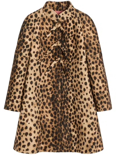 Valentino Mantel Aus Wollstoff Mit Jaguar-punktendruck Frau Animalier 44 In Brown Black