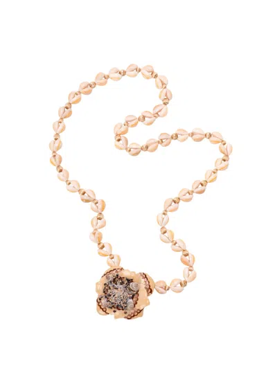 Valentino Garavani Shell Flower Necklace In Gold