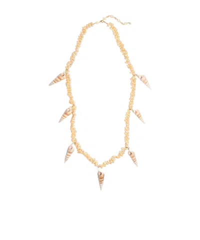 Valentino Garavani Jardin Aquatique Necklace In Metal And Shells In Gold