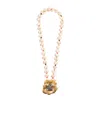 Valentino Garavani Jardin Aquatique Necklace In Metal Fabric Shells Coral And Onyx Woman Antique Bra In Gold