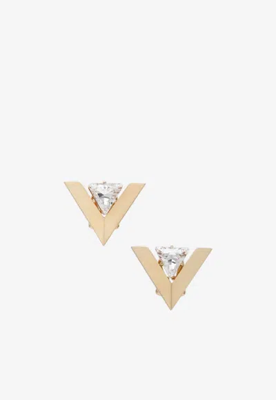 Valentino Garavani Je Les V Crystal Metal Earrings In Gold