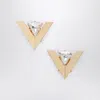 Valentino Triangular Crystal Metal Stud Earrings In Gold