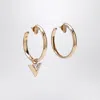 Valentino Crystal Metal Hoop Earrings With Geometric Pendant In Gold