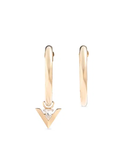 VALENTINO GARAVANI JE LES V-METAL AND CRYSTAL HOOP EARRINGS
