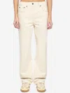 Valentino Pleated Gold Detail Jeans In White