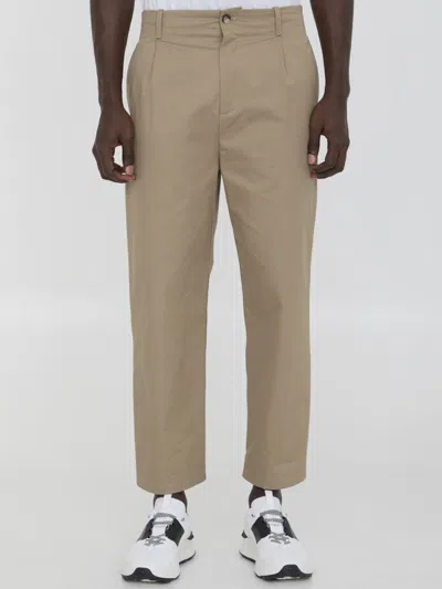 Valentino Garavani Men Pants In Cotton Gabardine In Cream