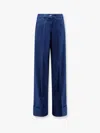 Valentino Garavani High-waisted Wide Leg Pants In Silk And Wool Indigo Women In Blue