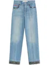 Valentino Straight-fit Denim Pants With Colorful Embellishments In Blue