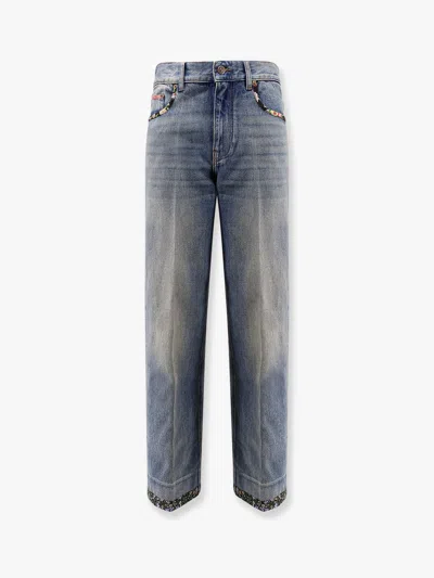 Valentino Women Blue Floral Print Jeans, 26 Luxury Jeans For Women Darveys