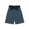 Valentino Garavani Denim Bermuda Shorts With Oversized Bow In Blue