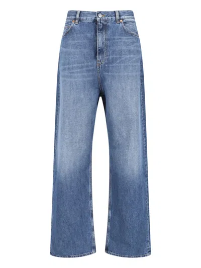 Valentino Cotton Wide-leg Jeans In Blue