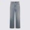 Valentino Stitched Belt Loops Straight Five-pocket Trousers In Gray