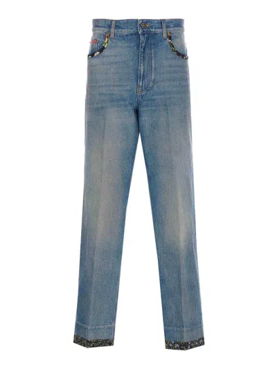 Valentino Solid Jeans In Blue