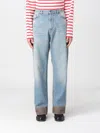 Valentino Cotton Denim Pants With Jacquard Bottoms