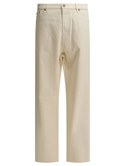 Valentino Straight Leg Denim Trousers Belt Loops Pockets In Neutral