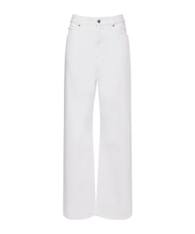 Valentino Logo Printed Straight Leg Jeans In White