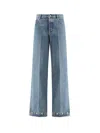 Valentino High Waist Wide-leg Trousers With Metallic Studs In Blue
