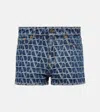 Valentino Garavani Toile Iconographe Denim Shorts In Blau