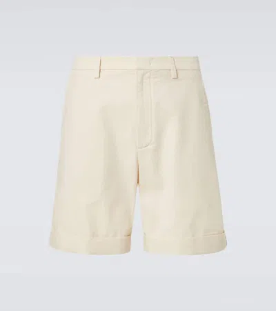Valentino Ecru Cotton And Linen Bermuda Shorts In Beige