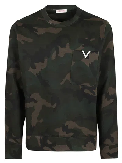 Valentino Jersey Felpa Camouflage In Camou Army