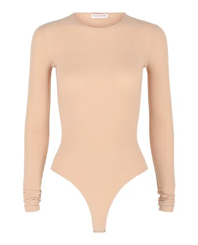 Valentino Jersey Knit Bodysuit In Brown
