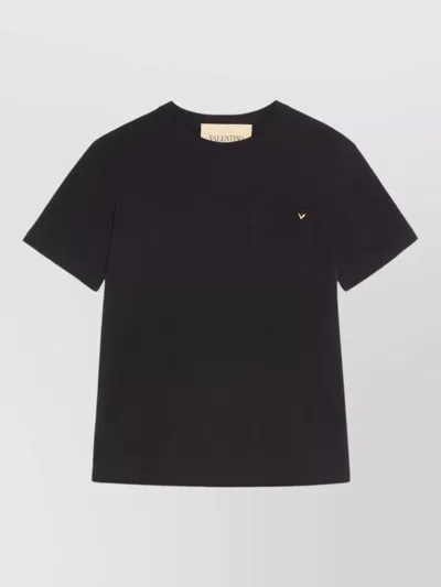 Valentino Jersey T Shirt Short Sleeves Chest Pocket In Black