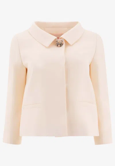 VALENTINO JEWEL BUTTON CREPE COUTURE JACKET