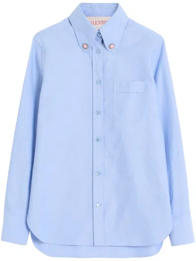 Valentino Jewel-button Shirt In Blue