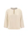 Valentino Jewel Neck Sweater In Betulla