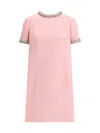 Valentino Embellished Wool And Silk-blend Crepe Mini Dress In Pale Rose/multicolor