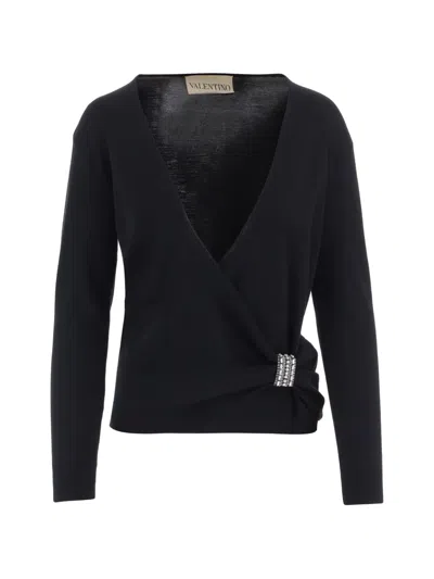 Valentino Jewel-embellished Sweater In Black