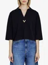 Valentino Wool Solid Sweater In Blue